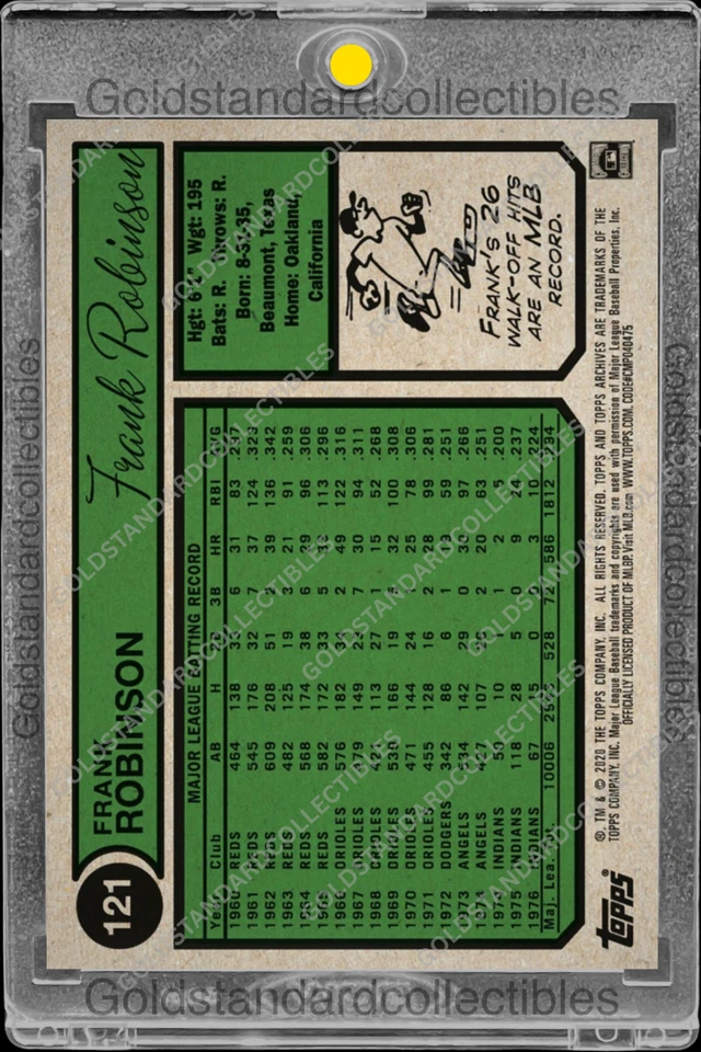 Tarjeta de inversión Frank Robinson RARA TOPPS SSP ORIOLES SALÓN DE LA FAMA MVP COMO NUEVA Foto 2 de 2