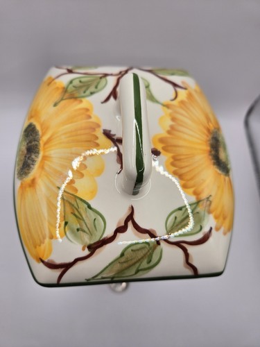 Casafina Portugal Handpainted Canisters Set Of 3 Yellow Flower Green Trim - Picture 6 of 24