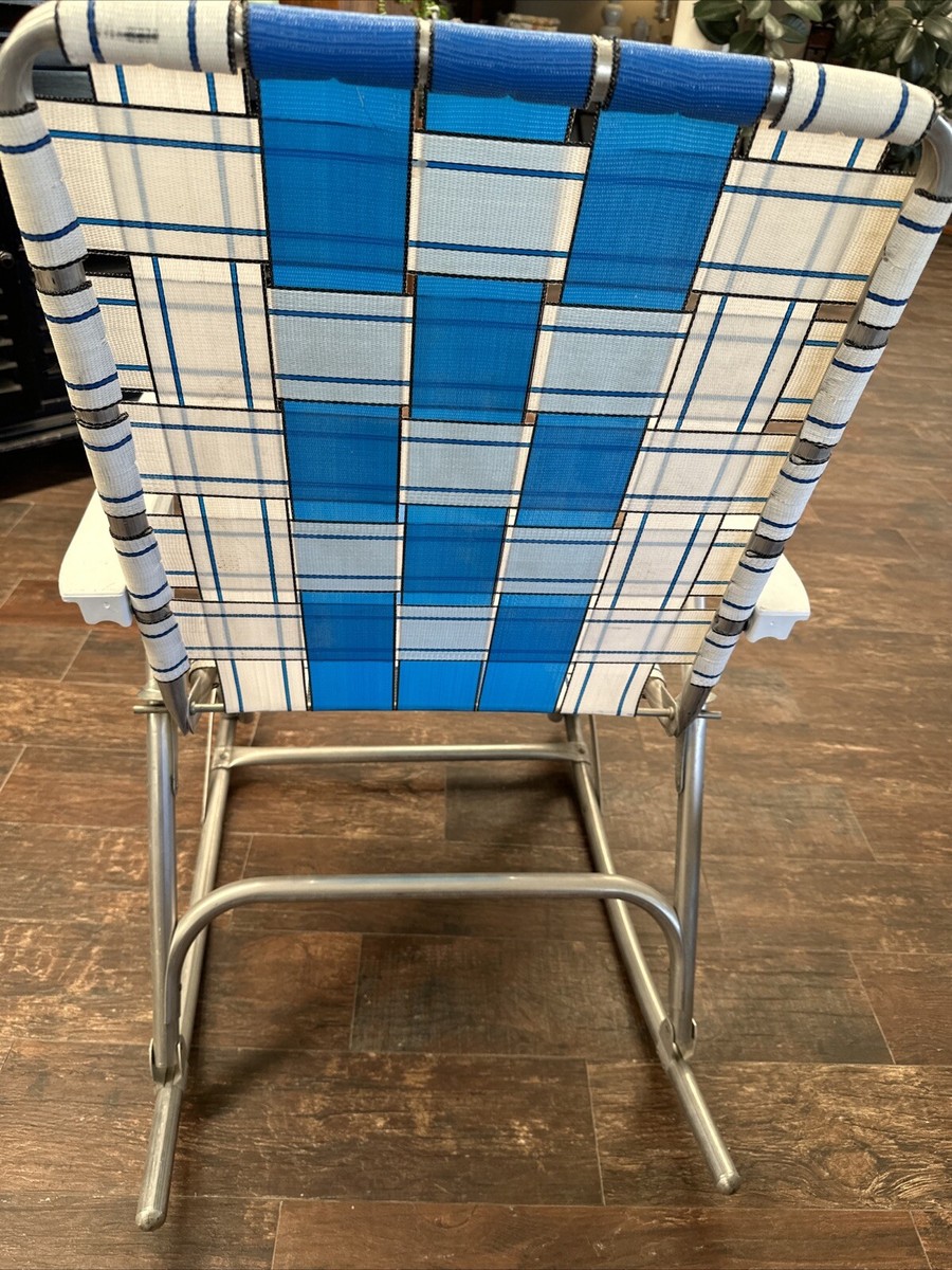 ビンテージ　ローンチェア　Sun beam Vintage SUNBEAM Rocking Aluminum Webbed Folding Lawn Chair