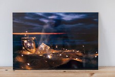 Tableau Photo Aluminium Déco Murale Coucher de Soleil "Lampe Astrale" 60x40 cm