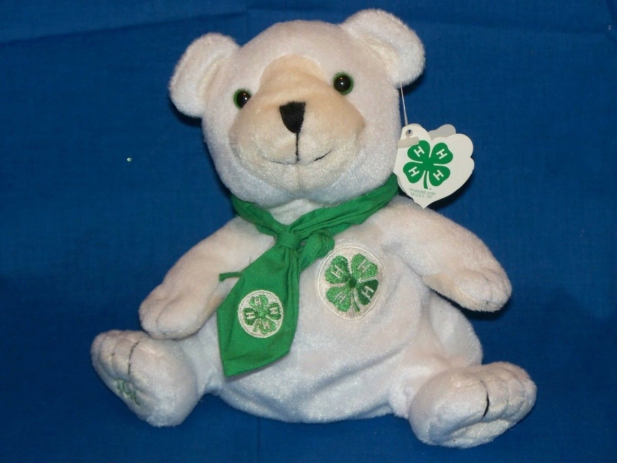 4H Teddy Bear Glory Be Bee beanbag plush Kansas white Four H clover 7
