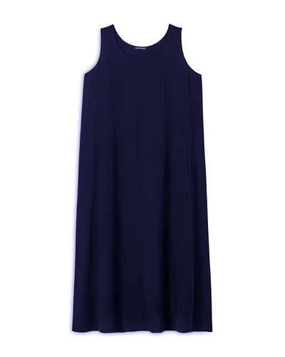 Eileen Fisher, 100% Silk Georgette Crepe Scoop Neck Dress, Nocturne, L, NWT
