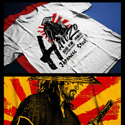 Samurai T-Shirt deadly warrior with sword Bushido Code Japanese rising sun tee