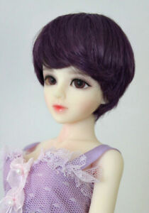 1//6 1//4 bjd 6-7/" doll head violet short wig dollfie yosd Iplehouse lati D28053