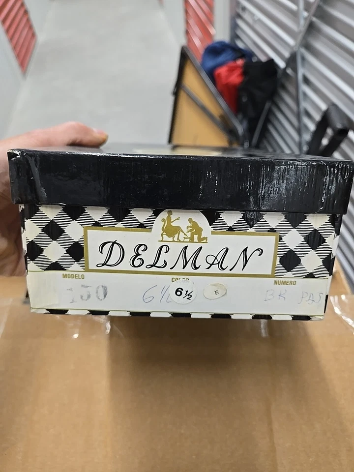  Vintage Women's DELMAN 6.5 BLACK Leather  3" Heel Strap Peep Toe Spain - Image 3 of 4