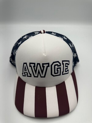 Asap Rocky x Awge Logo White Blue Red Graphic Trucker Hat