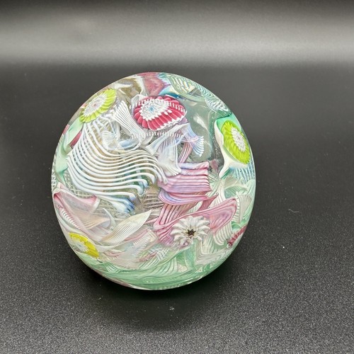 Murano Kunst Glas Millefiori Latticino Orig Etikett Scramble Briefbeschwerer Vintage - Bild 4 von 24
