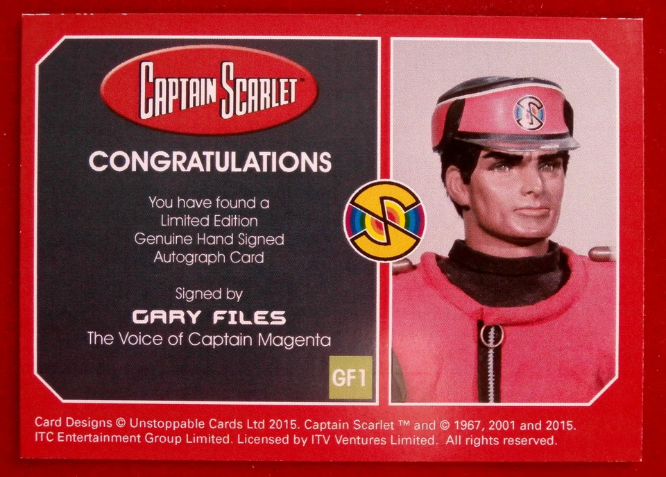 CAPTAIN SCARLET - Gary Files as Captain Magenta - Hand-Signed Autograph Card - Image 2 of 2