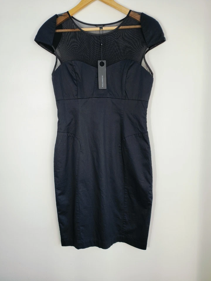 Black Dress Size 12 By Full Circle Knee Length Cap Sleeve New with Tags Cotton - Image 4 of 4