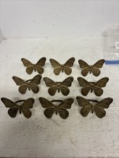 Lot Of 9 Vtg Brass Butterfly Shower Curtain Rings