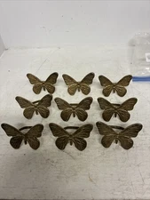 Lot Of 9 Vtg Brass Butterfly Shower Curtain Rings 