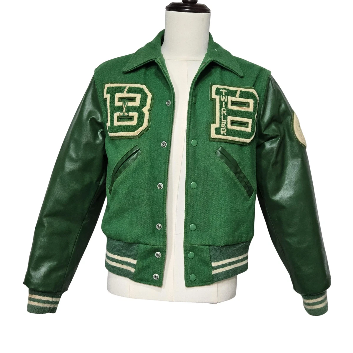 Vintage Kaye Bros Chicago Varsity Jacket 34 Green Buckaroo Band