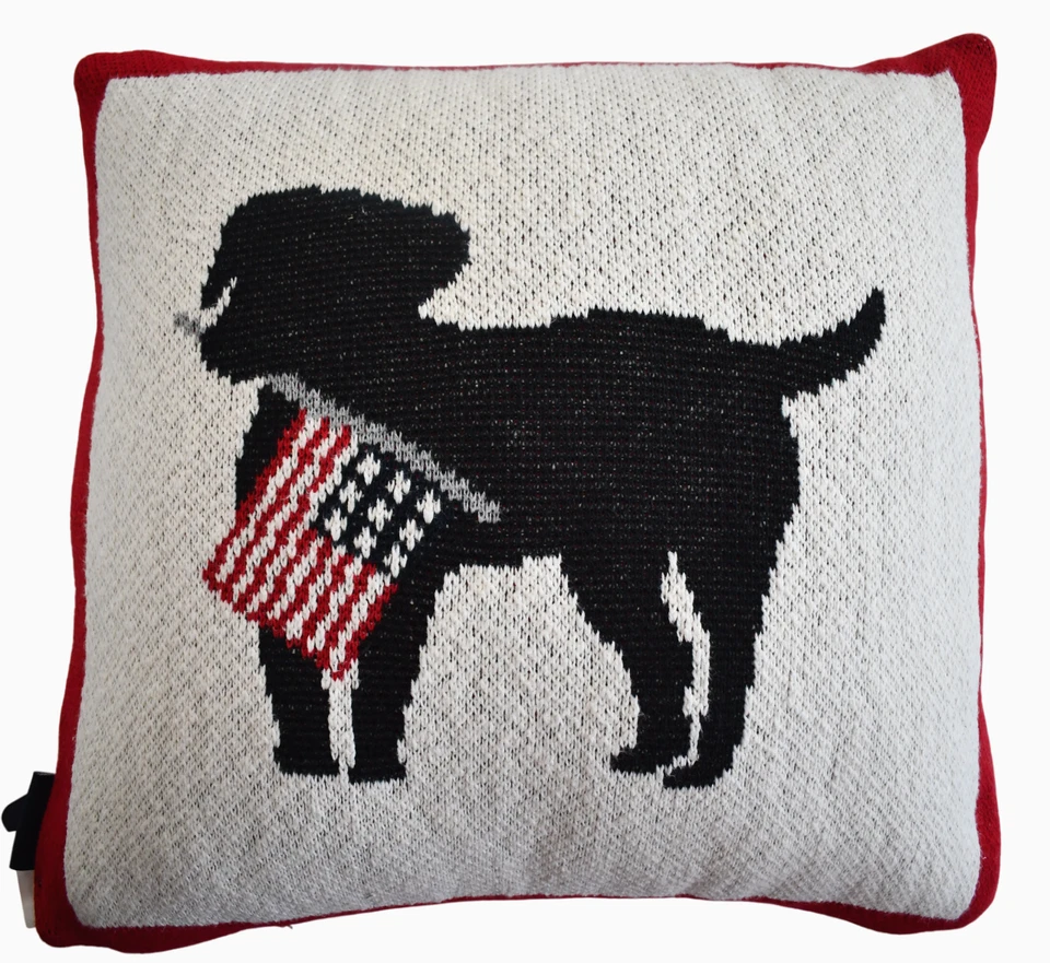 New BROOKS BROTHERS Americana Dog with USA Flag Indoor/Outdoor Decorative Pillow - Image 2 of 4