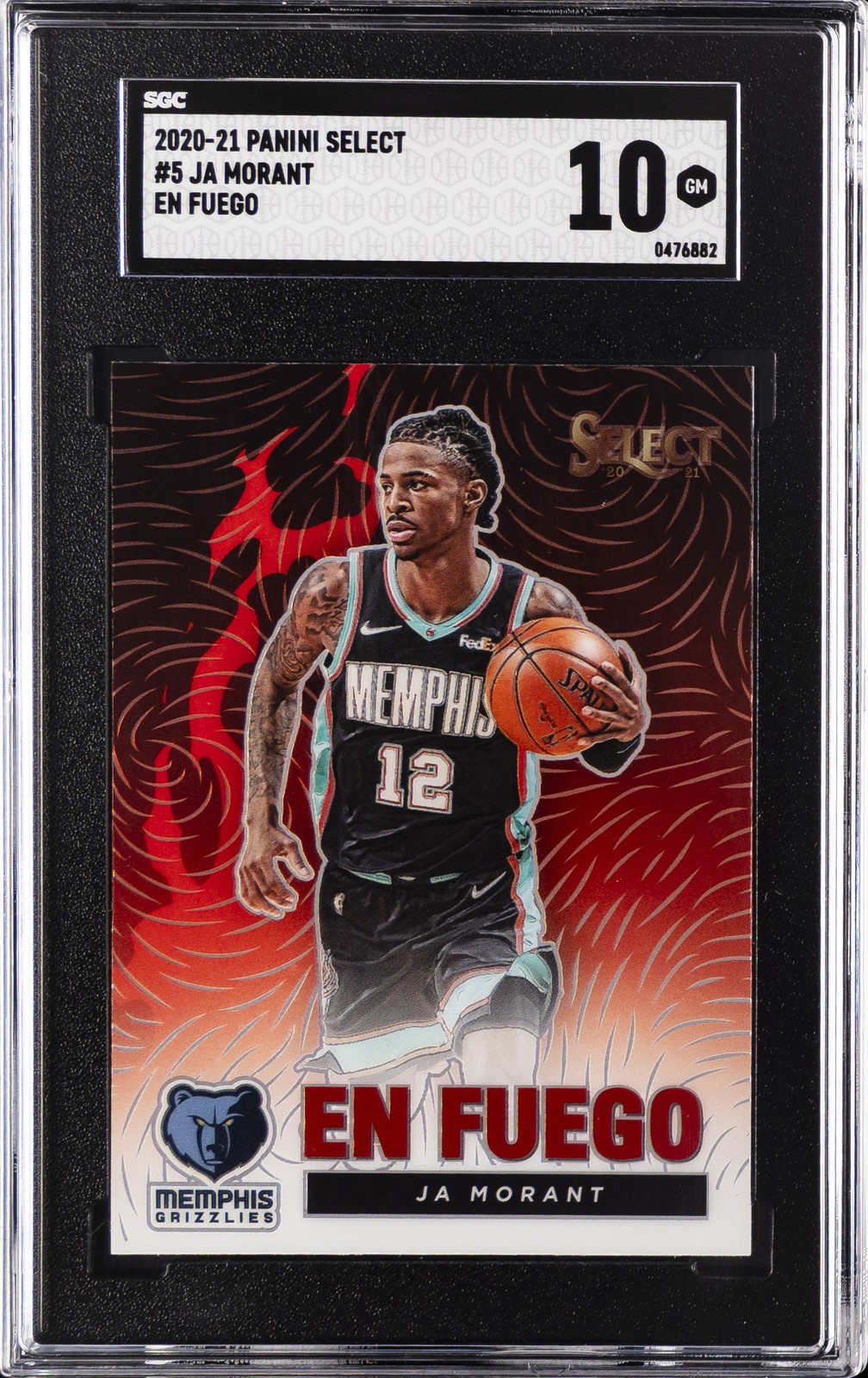 2020-21 PANINI SELECT EN FUEGO #5 JA MORANT SGC 10 GM
