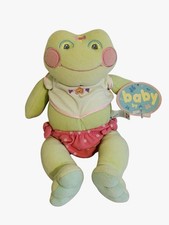 Rare First Main Baby Froggle Woggle Rattle Plush Green Frog Pink Diaper 8"