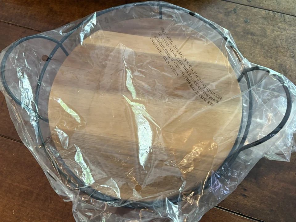 Hearth & Hand with Magnolia 10" Wooden Lazy Susan Acacia Round Tray with Handles - Image 4 of 4