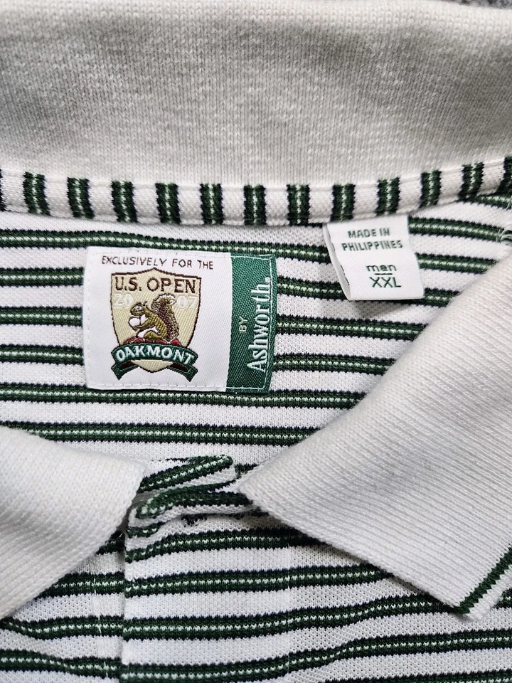Camisa Polo Ashworth 2007 US Open Oakmont Verde Blanco Rayas Para Hombre Talla XXL Golf Foto 4 de 4