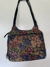 Floral Tapestry Shoulder Bag Purse Zip Closure Pockets