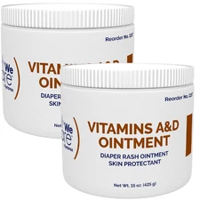 Dynarex Vitamins A&D Diaper Rash Ointment Skin Protectant 15oz Jars - 2 Pack