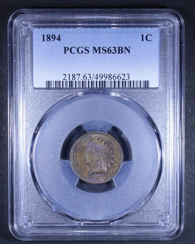 1894 Indian Head Cent - 1c PCGS MS63 BN - Brown