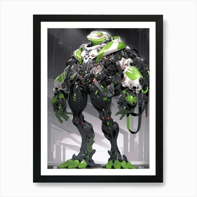 Robotermann Frosch Kunstdruck gerahmt Wandbild Poster Leinwanddruck Bild