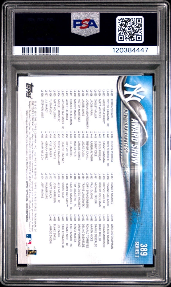 2018 Topps #389 Aaron Judge-Giancarlo Stanton PSA 10 Foto 2 de 3