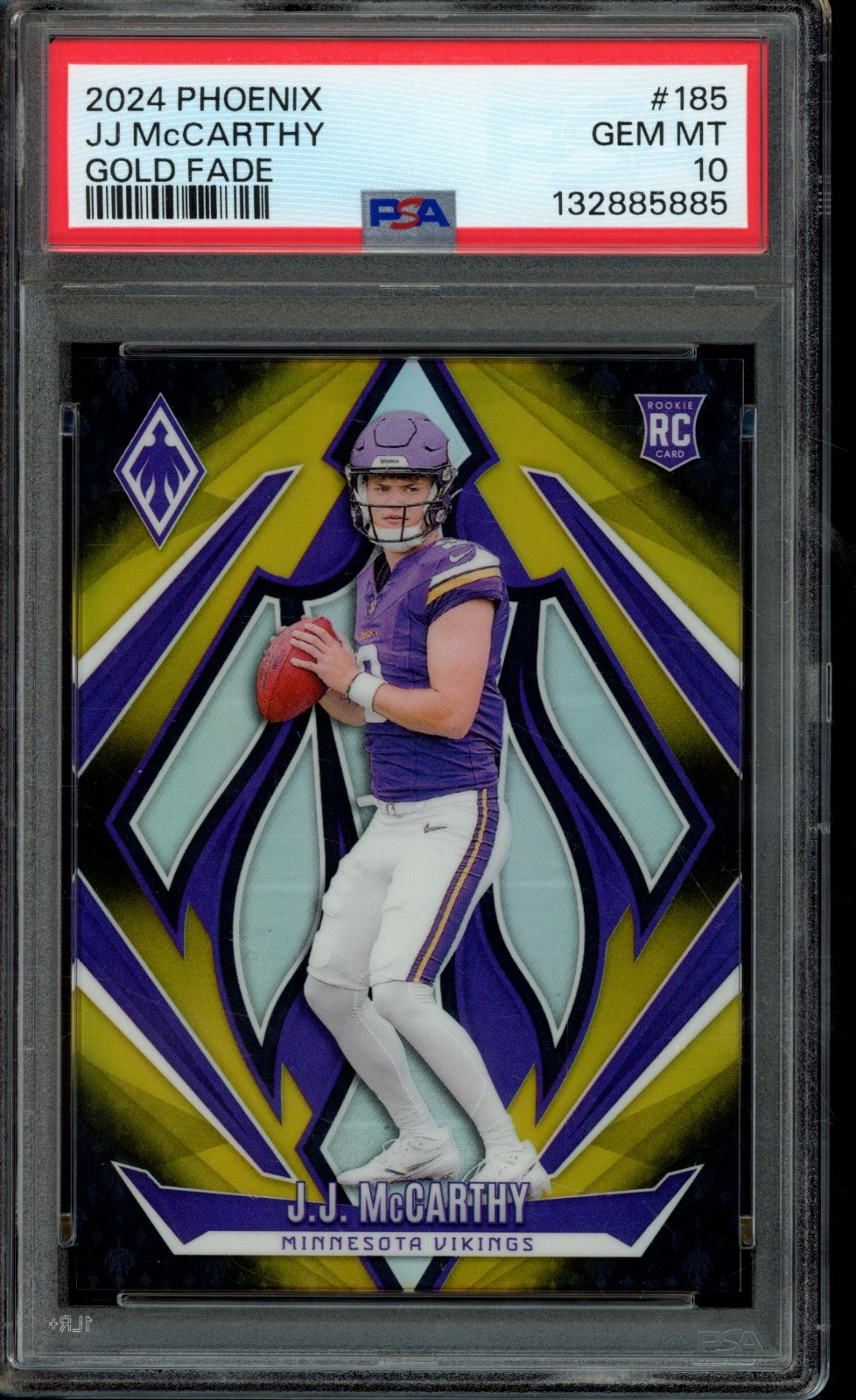 2024 Phoenix JJ McCarthy Gold Fade RC /125 #185 PSA 10
