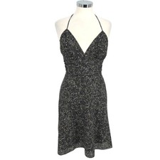 Express Y2K Whimsygoth Halter Dress Black Celestial Stardust Speckle Mini Size 6