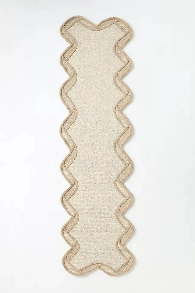 Alfombra de lana acolchada a mano 9x12 pies - Alfombra de borde festoneado de lana acolchada Anthro todas las tallas Foto 4 de 4