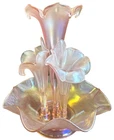 Vintage Fenton Velva Rose Satin Glass 4 Horn Epergne Centerpiece Vase #7511