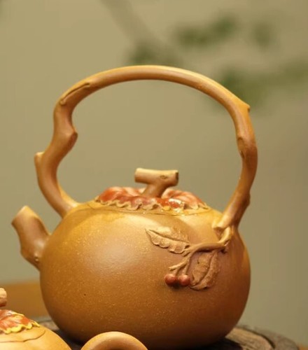 150cc chinese Yixing Handmade Zisha teapot Duan ni Persimmon Gongfu Tea Pot - Picture 11 of 12