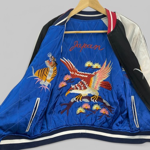 Topshop Sukajan Reversible Japan Embroidered Bomber Jacket Sz 8 Tiger Eagle - Picture 13 of 19