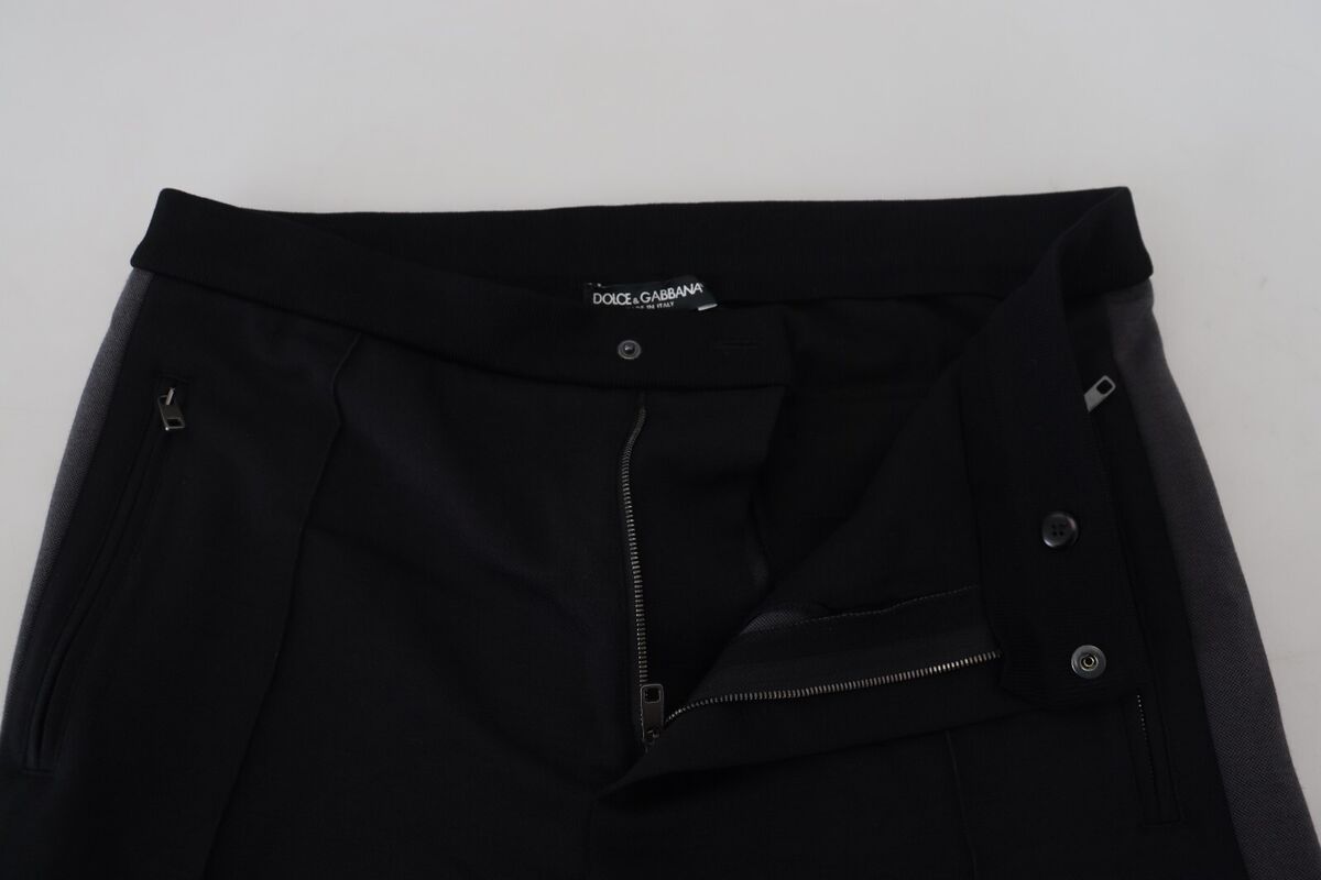 DOLCE & GABBANA Pants Black Wool Horseshoe Jogger Trouser DOLCE & GABBANA Pants Black Wool Horseshoe Jogger Trouser