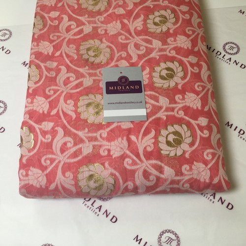 Floral Cotton Indian Banarsi Brocade Faux Silk Waistcoat Fabric 110 cm M1276 - Picture 37 of 66