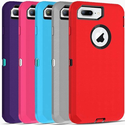 For iPhone 6 6s 7 8+ Plus Defender Shockproof Hard Case Cover W/Clip & Screen
