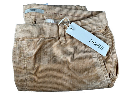 Esprit ECA Cordhose Größe 42/32 Damen Beige Regular Fit gerade geschnitten Neu