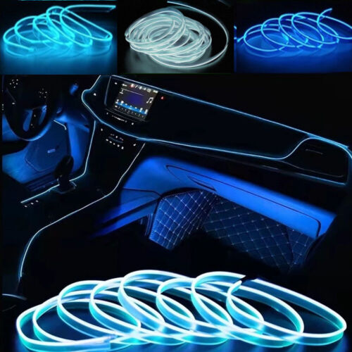9.8FT LED Decor Lamp EL Wiring Neon Strip DIY Flexible Car Ambient Light USB - Afbeelding 1 van 12