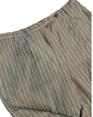 Liz Claiborne Womens Nissa Tan Striped Trousers Size 12 Pockets Pants