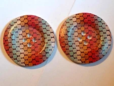 2 Multi-Color Sewing Buttons Crafting Round Flat Wood 4 Hole 1.5" 