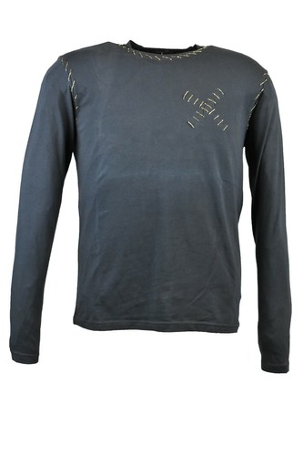 t shirt uomo manica lunga maglietta elasticizzata maglia slim di cotone nera xl - Foto 7 di 11
