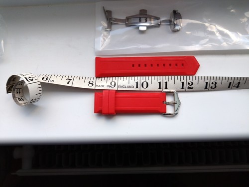 2 X 23mm Watch Straps. BARTON ALLIGATOR RED USED + SILICONE DUAL CLASPS USED - Picture 12 of 13