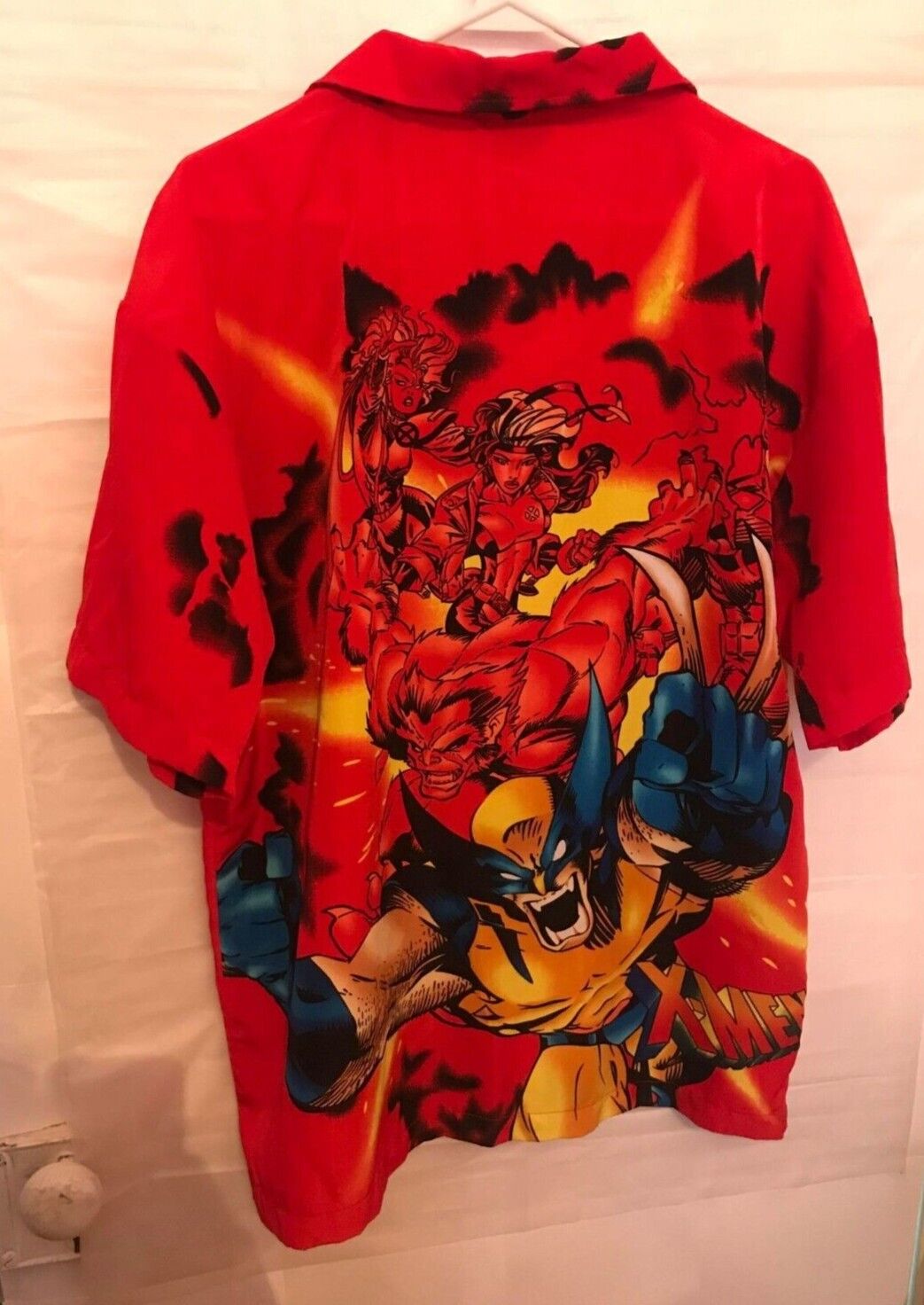 Vintage Marvel Comics X-Men 2002 All Over Graphic Hawaiian Shirt Size Medium Y2K