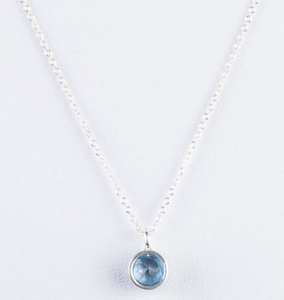 Collar Colgante Astrología Diciembre Topacio Azul Facetado Plata de Ley Foto 3 de 4