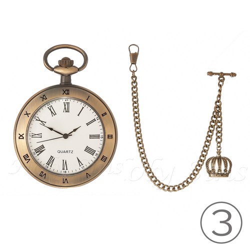 RELOJ DE BOLSILLO DE CUARZO DE DISEÑO ANTIGUO CON CADENA ALBERT - Imagen 5 de 8
