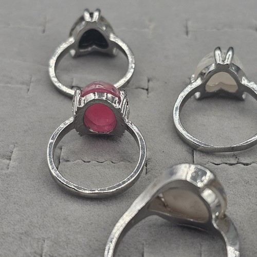 Anello Confetti Lucite lotto 5 pezzi tono argento misure 6,5-9 rosa blu bianco trasparente - Foto 9 di 19