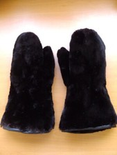 BRAND NEW BLACK SHEARED BEAVER FUR MITTENS MITT MEN WOMEN