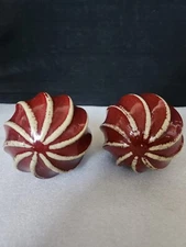 Two Decroative Ceramic Ribbed Swirl Balls - Orbs 4"x4"