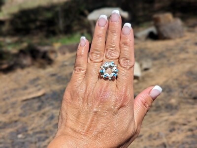 Native American Jewelry Zuni Multi Sun Face Inlay Ring