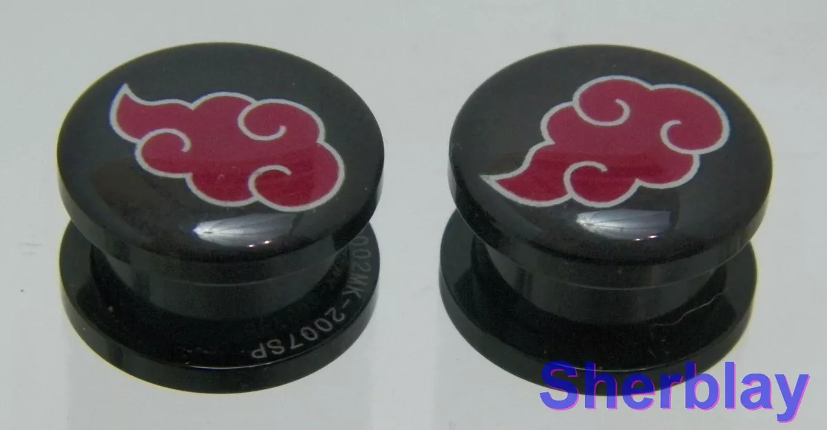 Pair Akatsuki Naruto Flesh Ear Tunnels Gauges Plugs Earrings 14mm