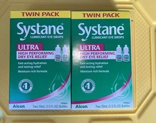 (2)~ SYSTANE ULTRA Lubricant Eye Drops, Twin Pack, 10-mL Each  EXP, 08/2026+